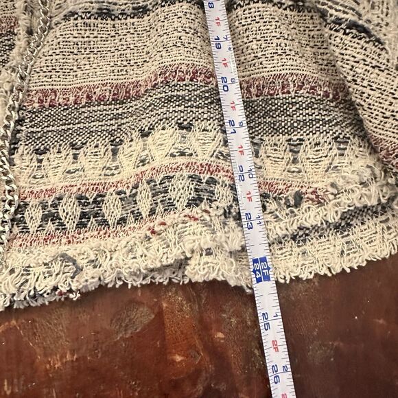 REBECCA TAYLOR Tweed Pattern Evening Jacket Navy Chain NICE Size 4 - Picture 9 of 13